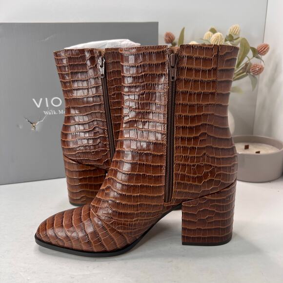 Vionic Harper Croc Leather Boot Arch Support Brown Women’s 9 NWB Comfort Shoe - Picture 5 of 10